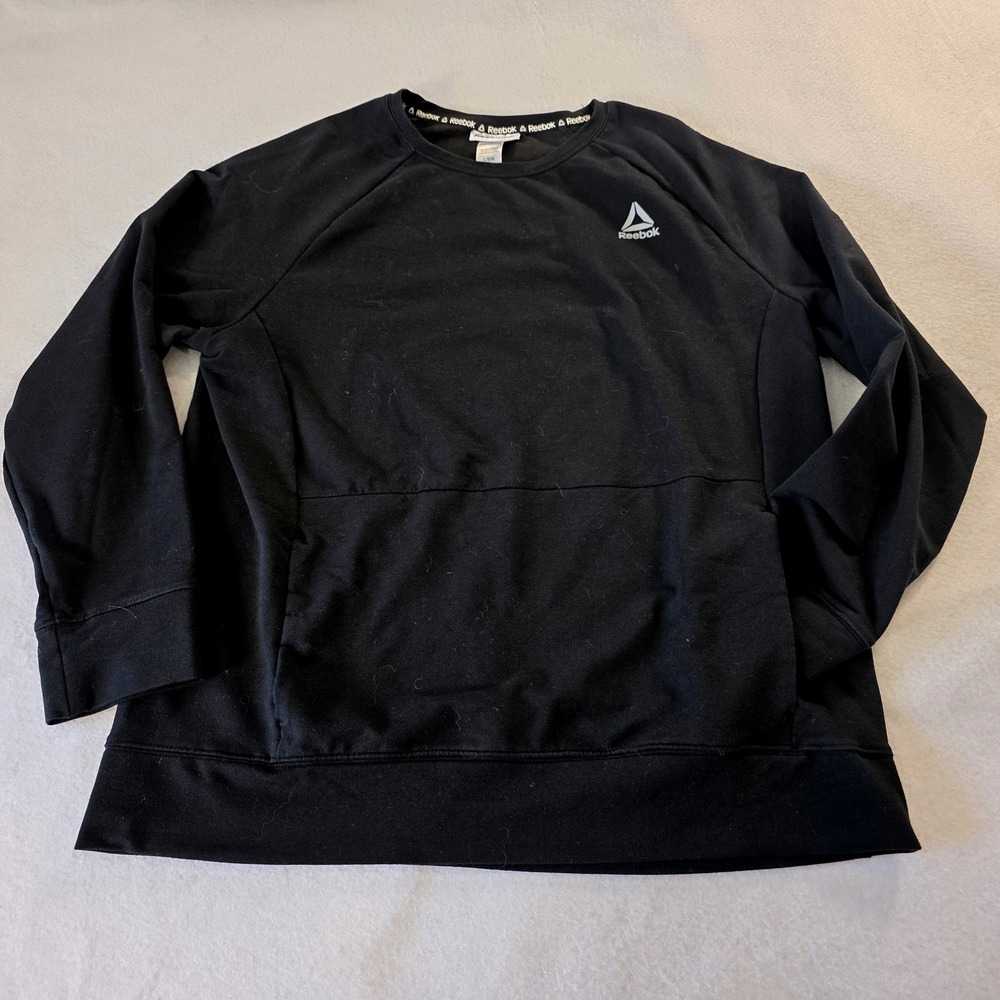Reebok Womens Black Crewneck Sweatshirt Raglan Long Sleeve REM223TL09 Size L